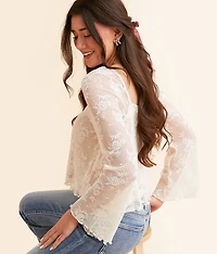 Pleated Lace Cropped Top