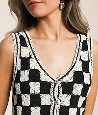 Checkered Crochet Vest