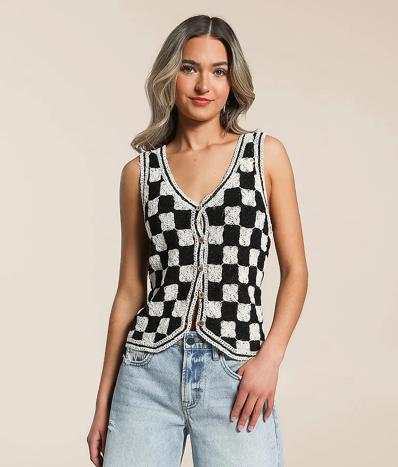 Checkered Crochet Vest