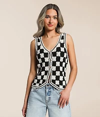 Checkered Crochet Vest