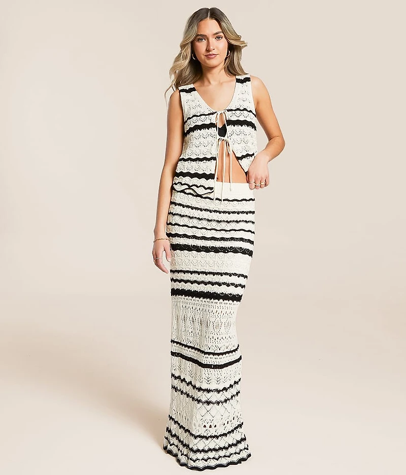 Striped Crochet Maxi Skirt