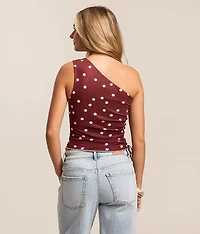 Polka Dot One Shoulder Tank Top