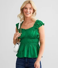 Pleated Ruffle Peplum Tank Top