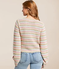 Striped Knit Cropped Sweater