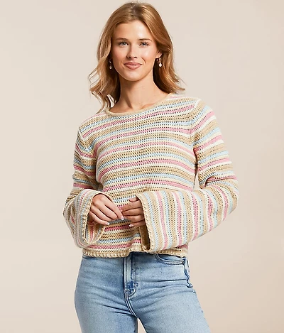 Striped Knit Cropped Sweater