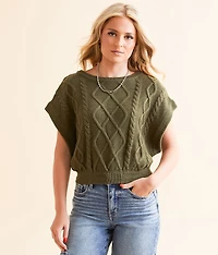 Cropped Cable Knit Sweater