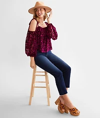 Floral Velvet Cold Shoulder Top