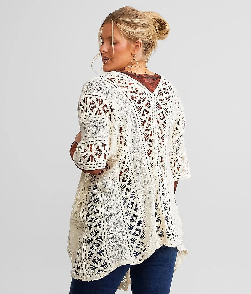 En Creme Crochet Cardigan Sweater