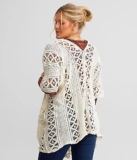 En Creme Crochet Cardigan Sweater