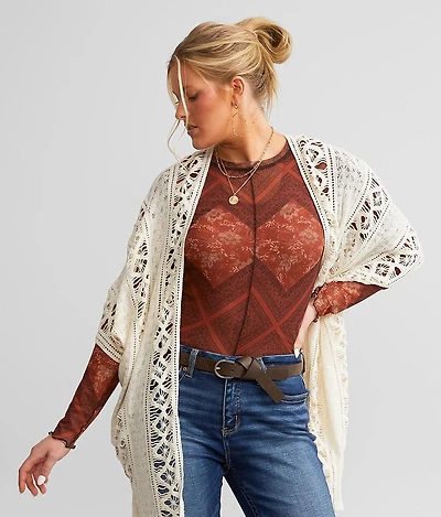 En Creme Crochet Cardigan Sweater