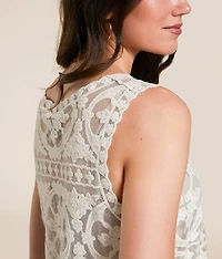 Sheer Lace Scalloped Tank Top