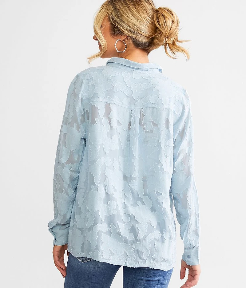 En Creme Floral Jacquard Blouse