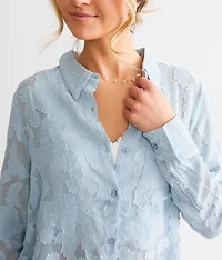 En Creme Floral Jacquard Blouse