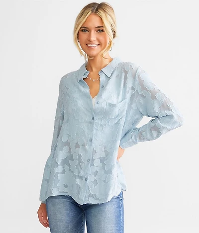 En Creme Floral Jacquard Blouse