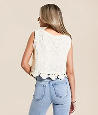 Crochet Cropped Tank Top - One Size