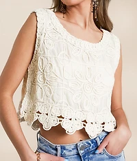 Crochet Cropped Tank Top - One Size