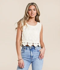 Crochet Cropped Tank Top - One Size