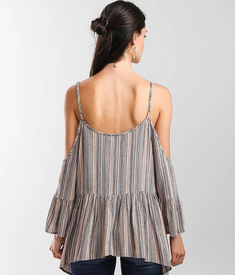 Striped Cold Shoulder Top
