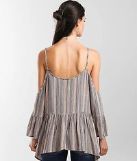 Striped Cold Shoulder Top