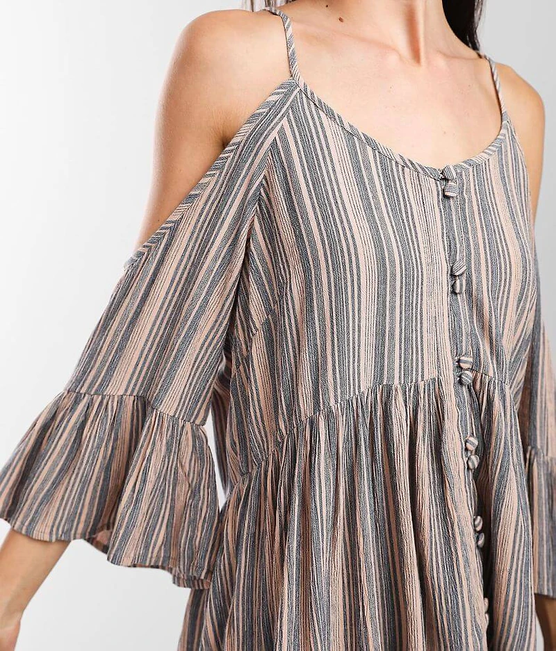Striped Cold Shoulder Top