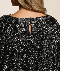 Sequin Dolman Cropped Top