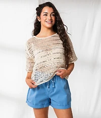 Sequin Striped Crochet Sweater