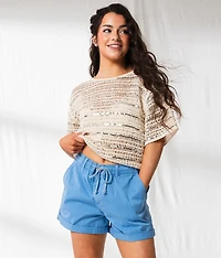 Sequin Striped Crochet Sweater