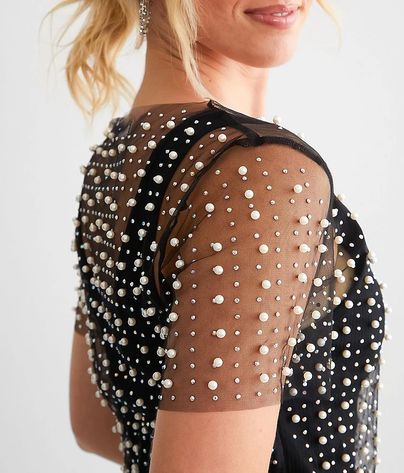 Embellished Mesh Top