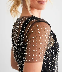 Embellished Mesh Top