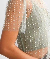 Embellished Mesh Top