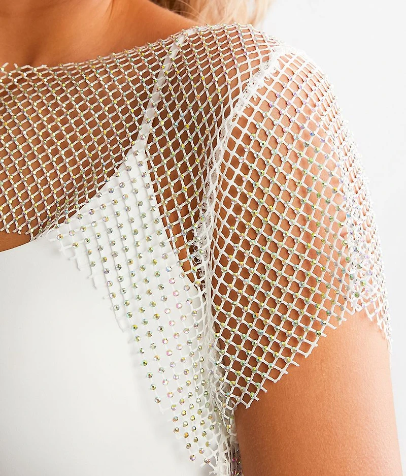 Rhinestone Fishnet Bolero Top