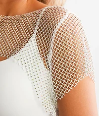Rhinestone Fishnet Bolero Top
