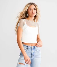 Rhinestone Fishnet Bolero Top