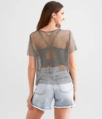 Rhinestone Mesh Top