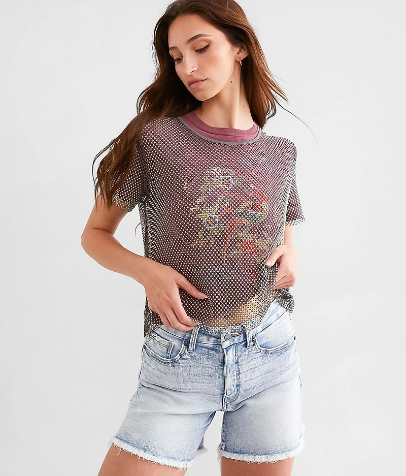 Rhinestone Mesh Top
