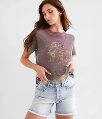 Rhinestone Mesh Top