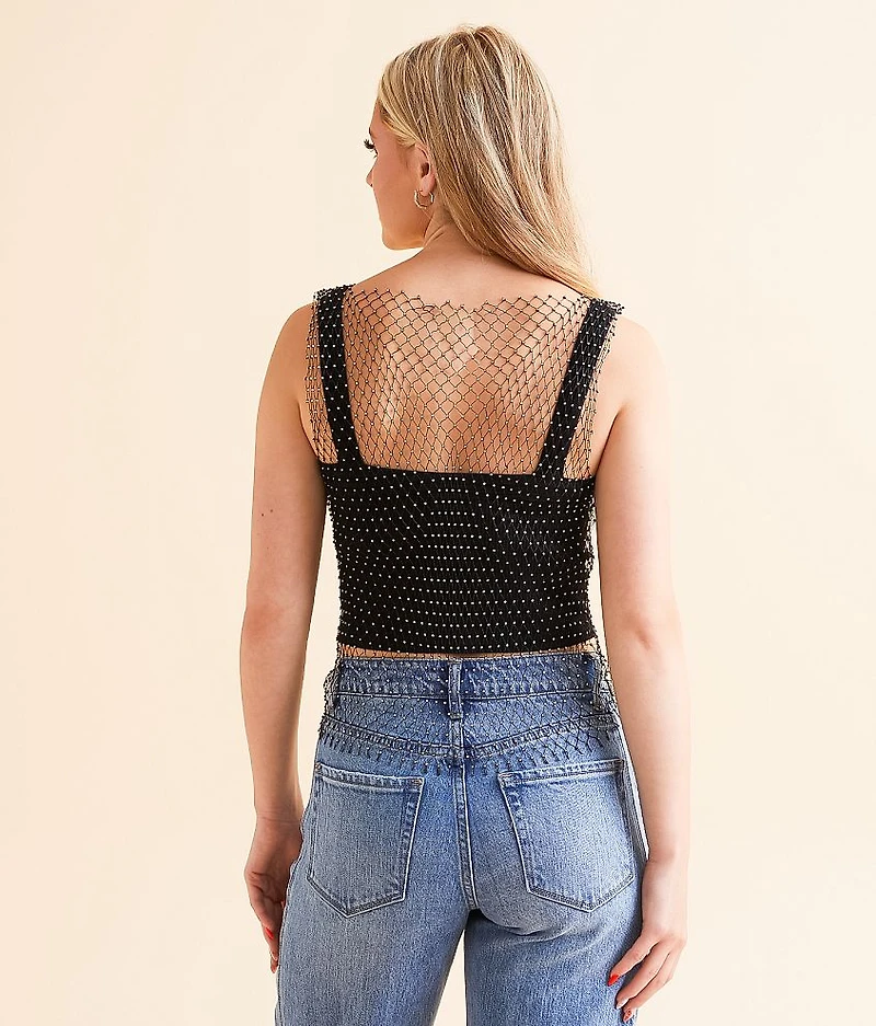 Rhinestone Mesh Tank Top