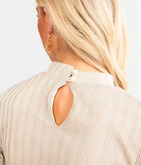 Metallic Ribbed Mesh Cropped Top