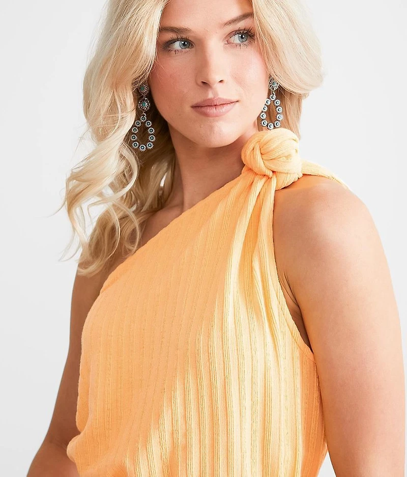 One Shoulder Knotted Tank Top