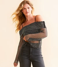 Off The Shoulder Rhinestone Top