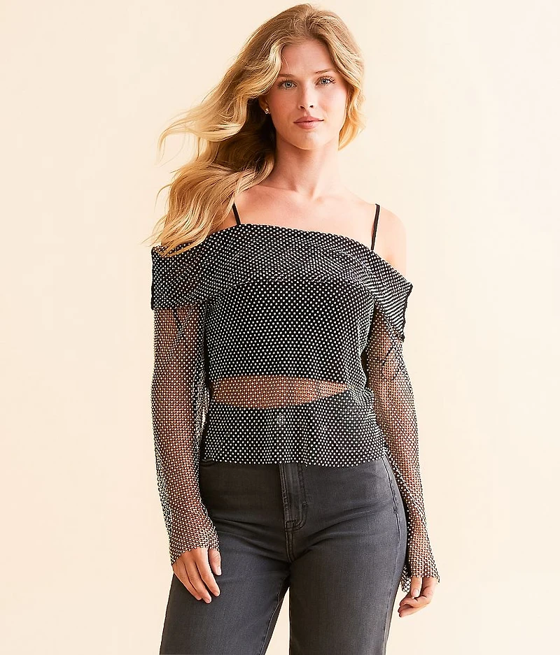 Off The Shoulder Rhinestone Top