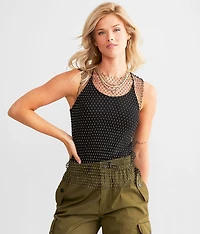Rhinestone Mesh Tank Top