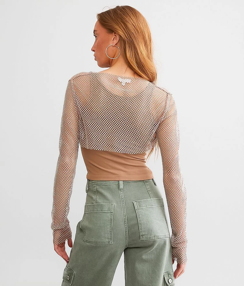 Rhinestone Fishnet Bolero Top