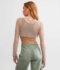 Rhinestone Fishnet Bolero Top