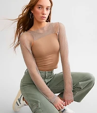 Rhinestone Fishnet Bolero Top
