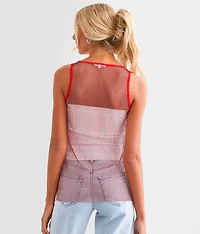 Rhinestone Mesh Tank Top