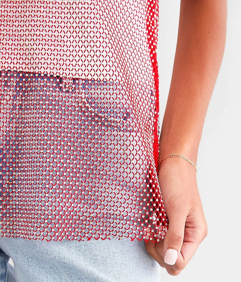 Rhinestone Mesh Tank Top