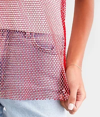 Rhinestone Mesh Tank Top