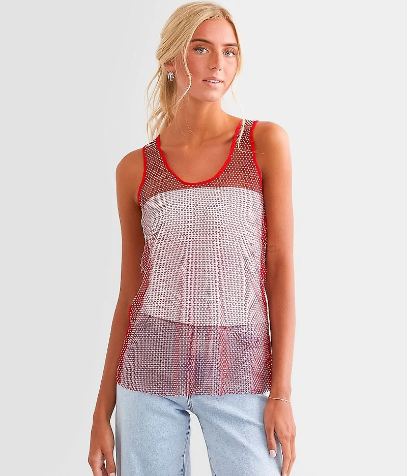Rhinestone Mesh Tank Top