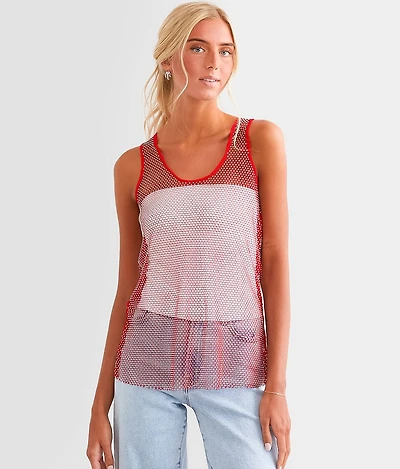 Rhinestone Mesh Tank Top